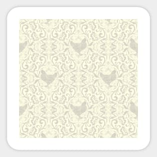 Taupe and Ivory Hen Damask Sticker